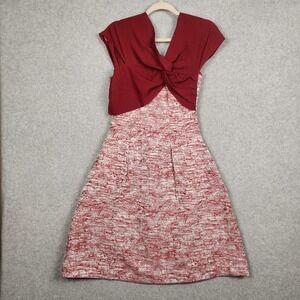 Lucky U Dress Womens‎ Small Red Textured Y2K Fit and Flare Pocket Lined Korea